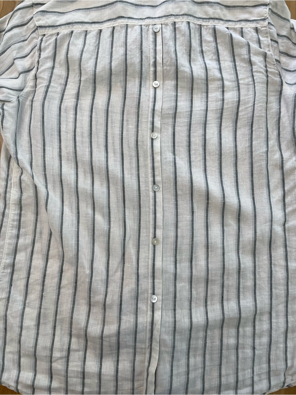 Sigrid Olsen 100% Linen Medium Button Down Shirt Roll Tab Sleeves Button Accent - Picture 5 of 8
